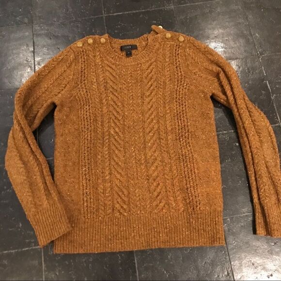 J. Crew Perfect Cable Sweater in Speckled Wool XS - Picture 4 of 8